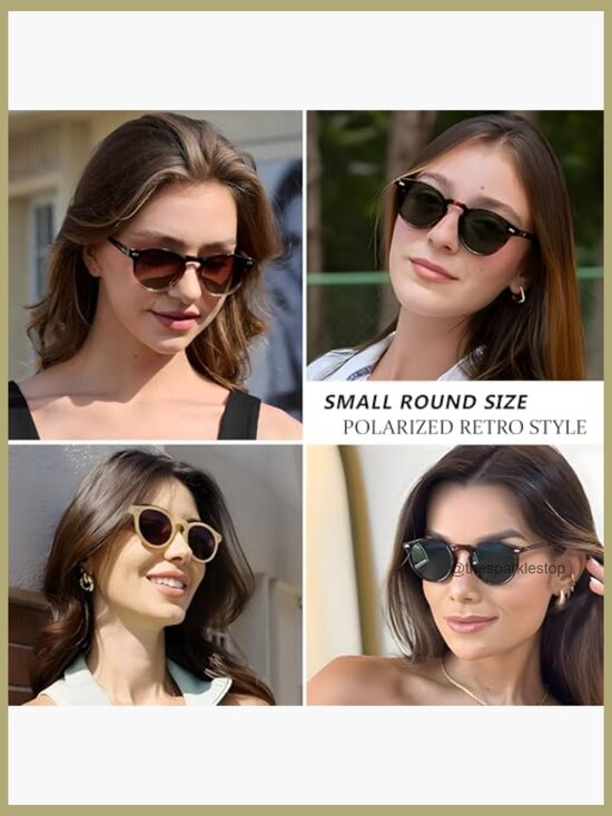 Retro Round Polarized Sunglasses UV Protection Plastic Frame main image 4